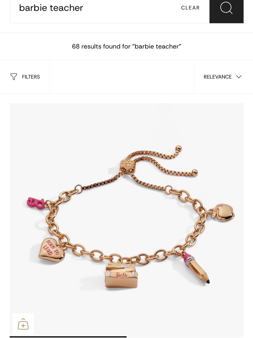 Alex and Ani Barbie Gold-Tone Charm Bracelet with Pink Accents